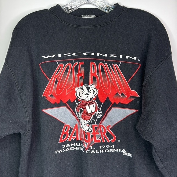 Vintage Trench Ultra Wisconsin Badgers Rose Bowl 1994 Black Sweatshirt Large - Picture 2 of 9